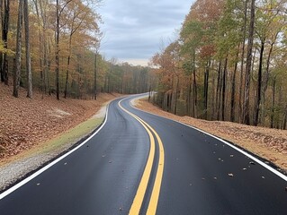 Fototapeta premium A road with trees on both sides