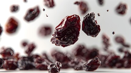 Falling Raisin on Transparent Background with Full Depth of Field
