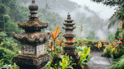 Weathered Stone Ruins Amid Lush Greenery