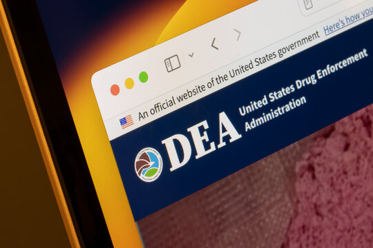 Portland, OR, USA - Nov 10, 2024: Website homepage of the United States Drug Enforcement Administration (DEA), a federal law enforcement under the Department of Justice (DOJ), is seen on a computer.