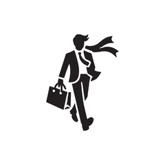 Black Color Shopping boy silhouette design Vector Illustration, Solid White Background 5.eps