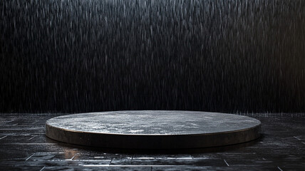 podium against the background of rain 