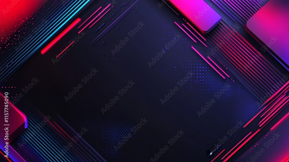 Wall mural abstract neon background with vibrant colors and dynamic lines.