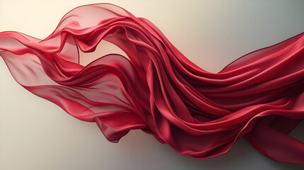 Abstract Red Satin Drape, 3D Rendering, Smooth Fabric, Elegant Texture, Red, Graphic illustration of a red superhero cape flying in the wind. The drapery represents