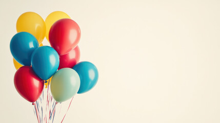 Colorful balloons bunch on white background.