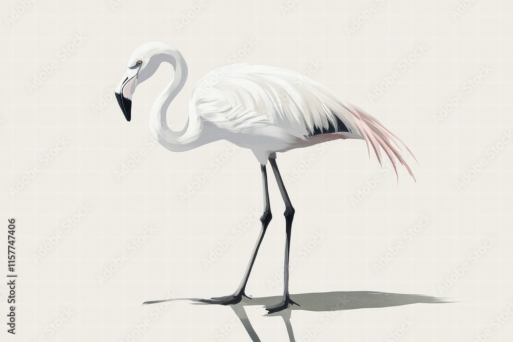 Poster elegant flamingo standing gracefully with ample copy space for creative text placement. generative a