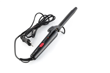 Electric curling tongs for hair isolated on white background. Full depth of field.