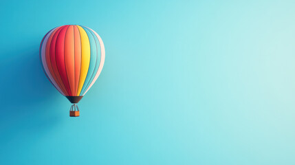 Fototapeta premium Colorful hot air balloon against a blue background.