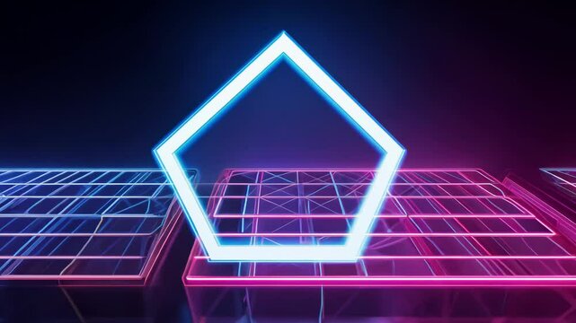 Explore an engaging display of vibrant neon shapes that shift and move seamlessly across a dark backdrop. Perfect for enhancing artistic presentations or digital creations.