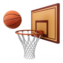 Naklejka premium 3d rendering of a basketball swishing through the net of a basketball hoop, isolated on white background