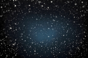 Obraz premium Falling realistic natural snowflakes overlay from top to bottom, festive holiday scene, calm snow for digital composition and photo composite with black background, flakes motion