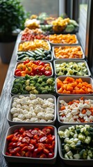 Obraz premium Freshly Harvested Vegetables Arranged on a Wooden Table in Natural Light