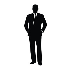 a black silhouette of a man in a formal attire