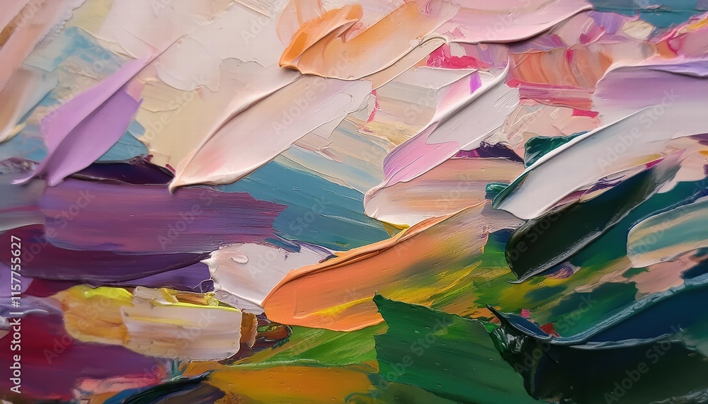 Poster vibrant closeup of abstract colorful texture painting with oil brushstrokes a stunning display of ar