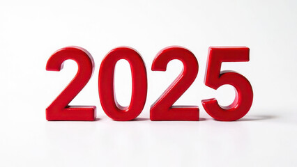 Red numbers displaying 2025 on white background