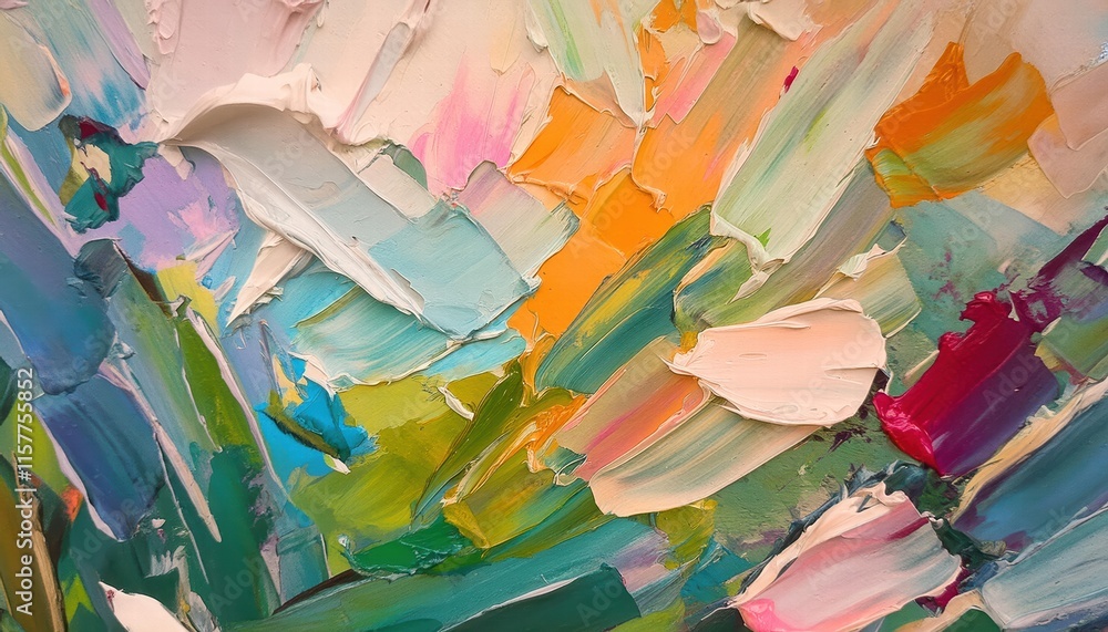 Poster vibrant abstract texture closeup of colorful oil brushstrokes in a dynamic palette a captivating exp