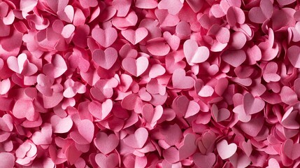 Obraz premium A vibrant scatter of pink heart-shaped confetti, perfect for romantic celebrations and special occasions.