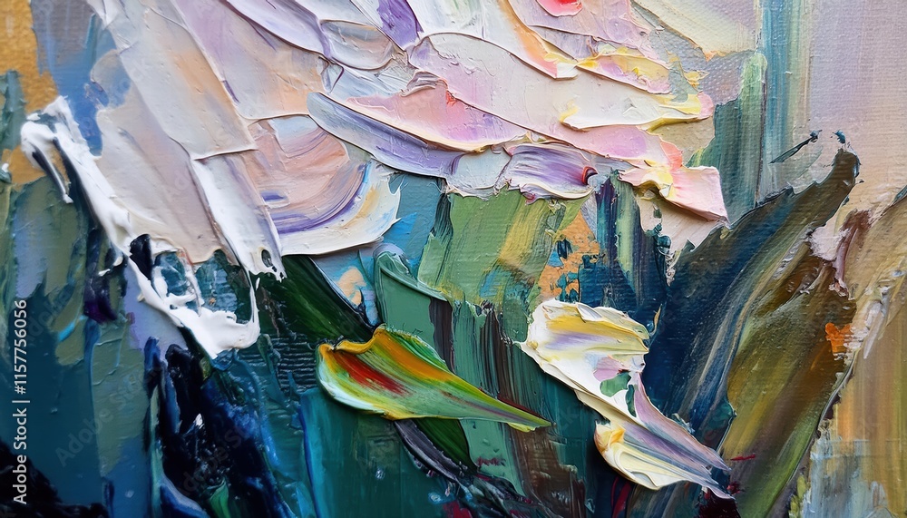 Aufkleber vibrant abstract texture closeup of a colorful oil painting with dynamic brushstrokes, showcasing th