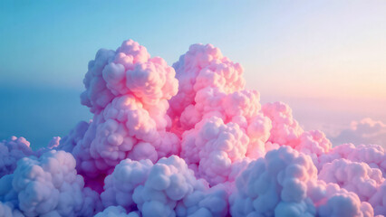 Fototapeta premium Surreal pink and white clouds in a vibrant sunset sky
