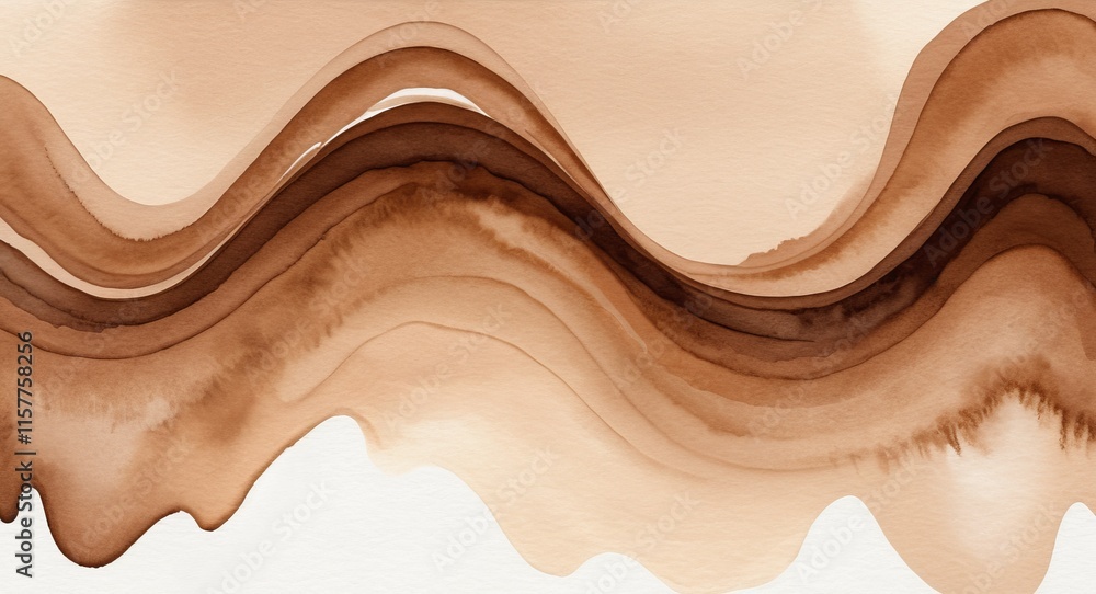 Poster mocha mousse abstract design featuring soft waves of brown tones on a light backdrop, ideal for mode