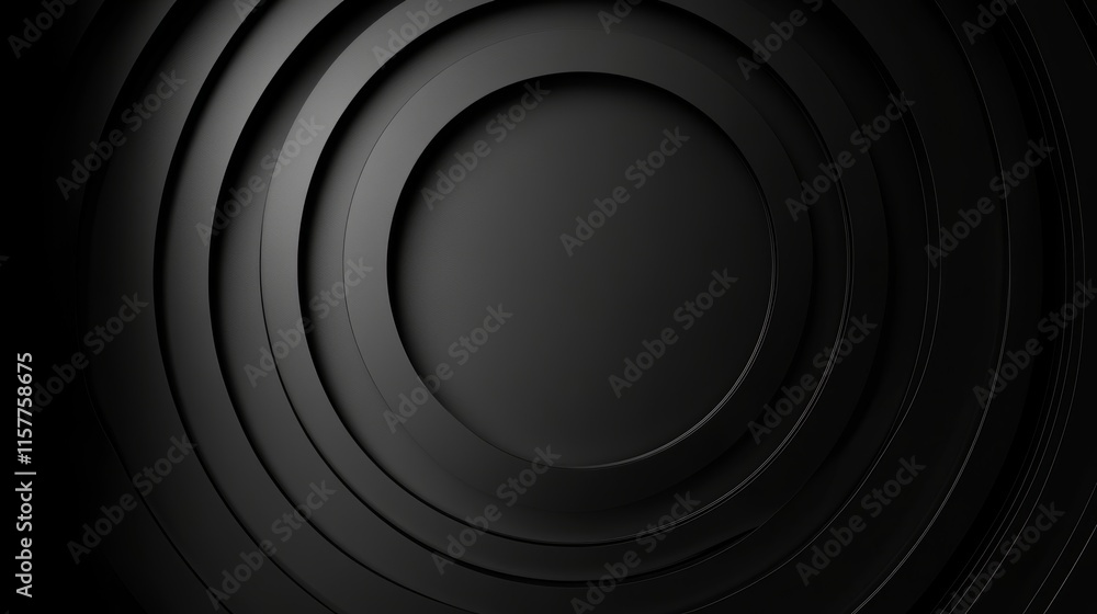 Poster abstract black circular background with depth.