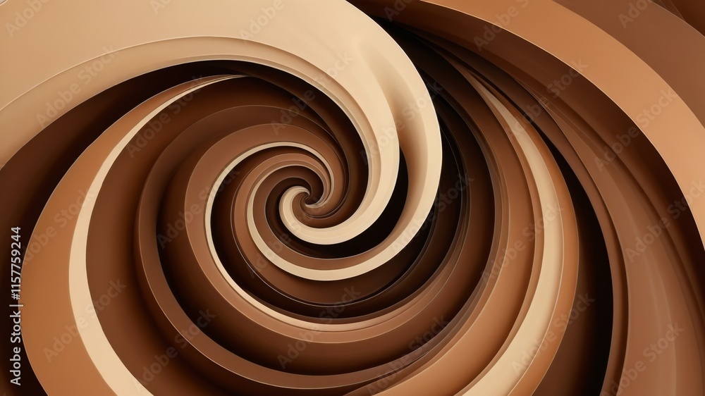 Poster mocha mousse swirl design created with layers of soft brown tones on a seamless background