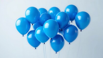 Graceful cluster of vibrant blue balloons on white background