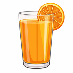 Vibrant orange juice glass icon on white background, perfect for use as an icon or design element