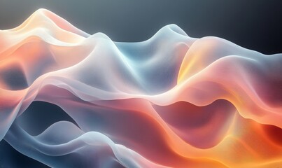 Obraz premium Curving abstract waves merge into flowing lines with soft gradients., Generative AI