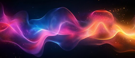 Obraz premium Dreamlike abstract waves flow into radiant glowing colorful patterns., Generative AI