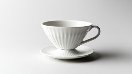 Elegant white ceramic coffee dripper with saucer.