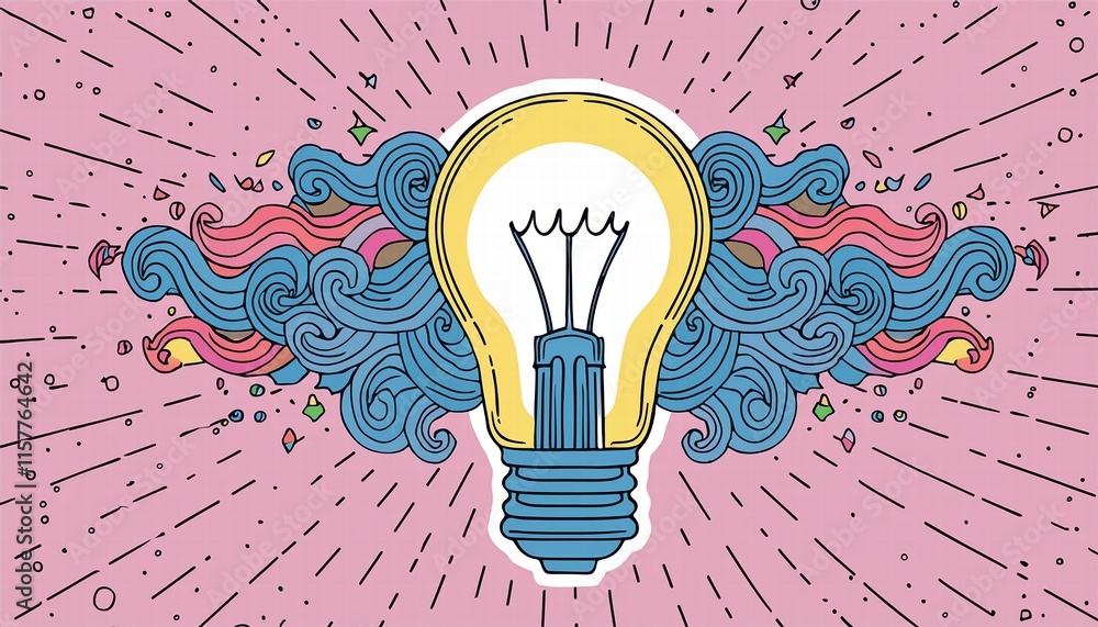 Poster creative light bulb explodes with colorful paint a vibrant representation of new ideas and brainstor