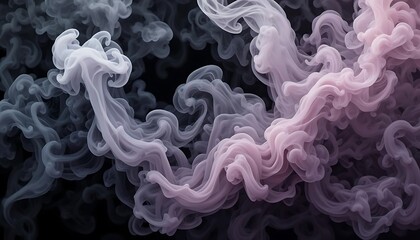 Obraz premium Abstract Smoke Misty Fog on Black Background with Texture Overlays Design Element