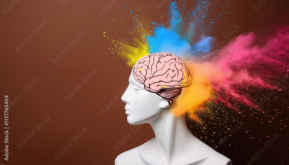 Poster mind blown a vivid exploration of creativity with an exploding brain in a spectrum of colors unleash