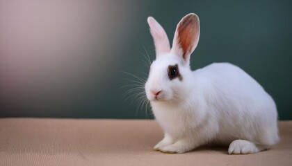 Adorable White Bunny Smiling and Laughing A Cute Pet Rabbit Isolated with Ample Copy Space for Creative Use and Heartwarming Imagery in Your Projects
