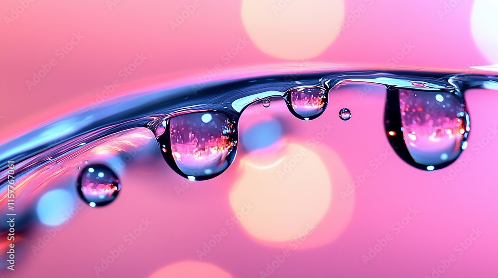 Aufkleber abstract liquid wave with colorful bokeh reflections in droplets.