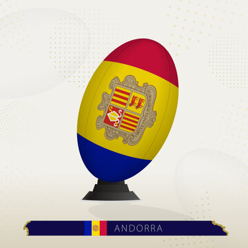 Andorra Rugby Ball on Rugby Kicking Tees with Modern Design.