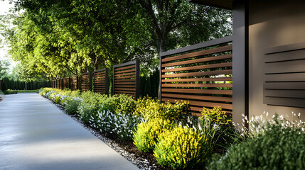 Obraz premium Modern fence design in harmony with nature