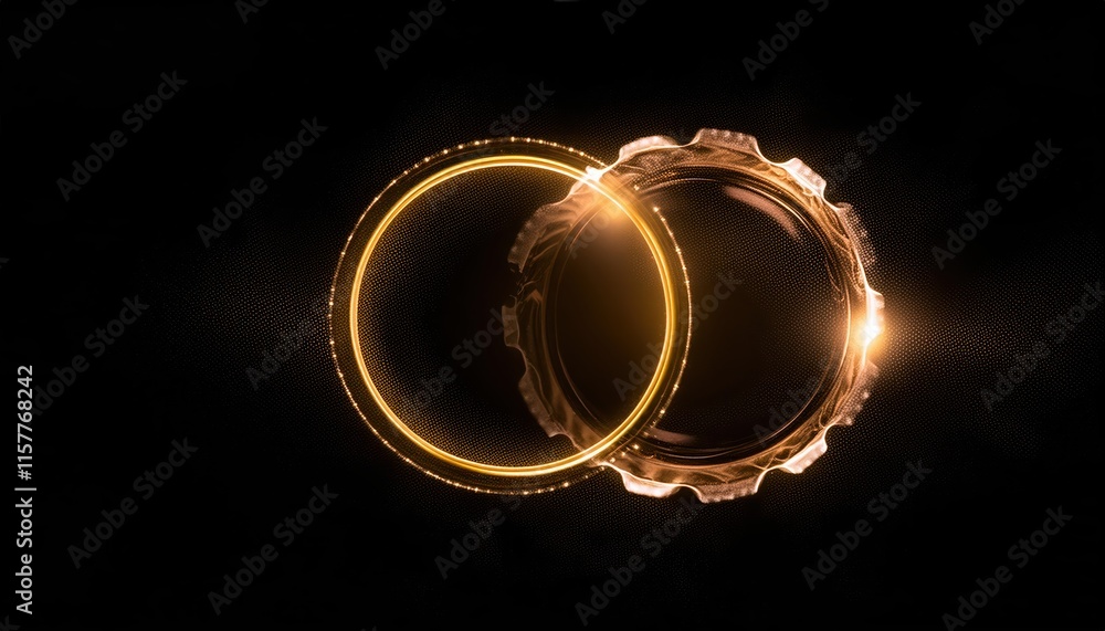 Poster radiant gold circle a bright and glowing design element that captivates with its fiery shine and mod