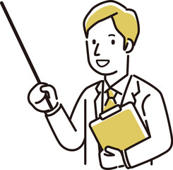 定番　伝わる 人物イラスト　先生差し棒笑顔