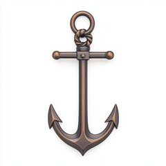A detailed metallic anchor symbolizing strength and stability, perfect for marine themes in design and literature.