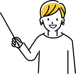 定番　伝わる 人物イラスト　ショートカットの女性差し棒開設