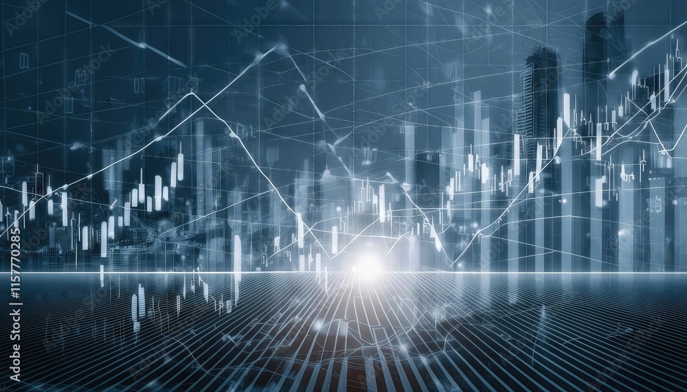 Aufkleber aidriven stock market analysis a futuristic financial graph illustrating technology trends and chart