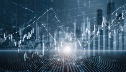 AIDriven Stock Market Analysis A Futuristic Financial Graph Illustrating Technology Trends and Chart Lines on an Abstract Background for Enhanced Data Visualization