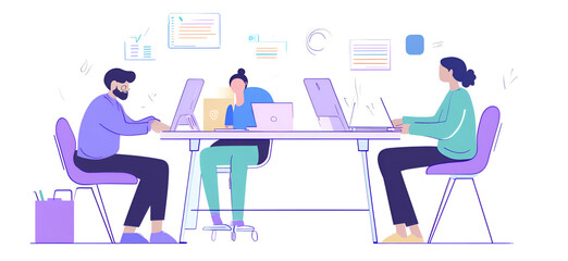 Fototapeta premium People in the office resolving important details; planning, meeting, office, business.