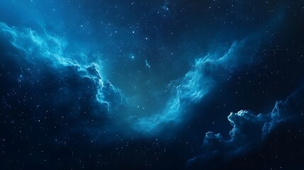 Stunning Digital Painting: Deep Blue Nebula Swirls Across Cosmic Canvas. AI Generated
