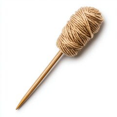A single knitting needle with a ball of beige yarn, perfect for crafting and DIY projects.