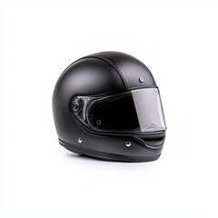 Fototapeta premium A sleek black motorcycle helmet with a visor, designed for safety and style on the road.
