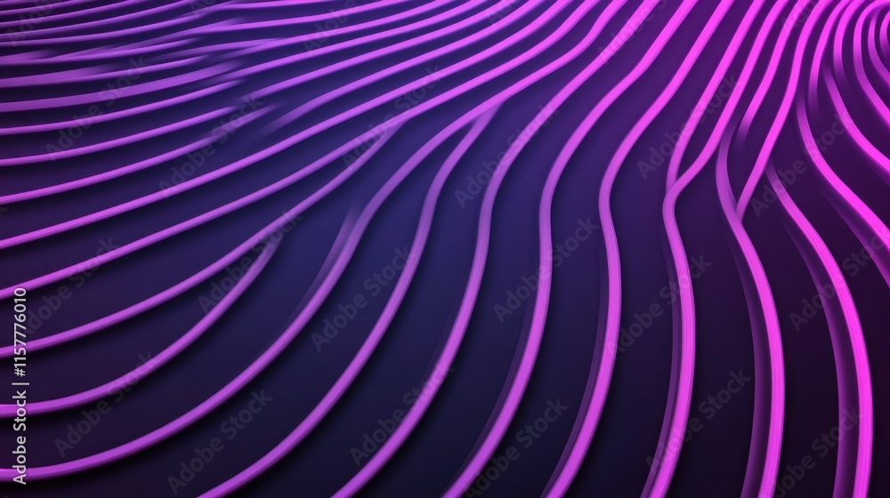 Poster fluid purple lines on dark background creating a modern abstract design