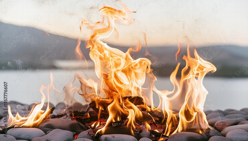Poster realistic fire flames transparent background captivating burning red wildfire image for dynamic visu